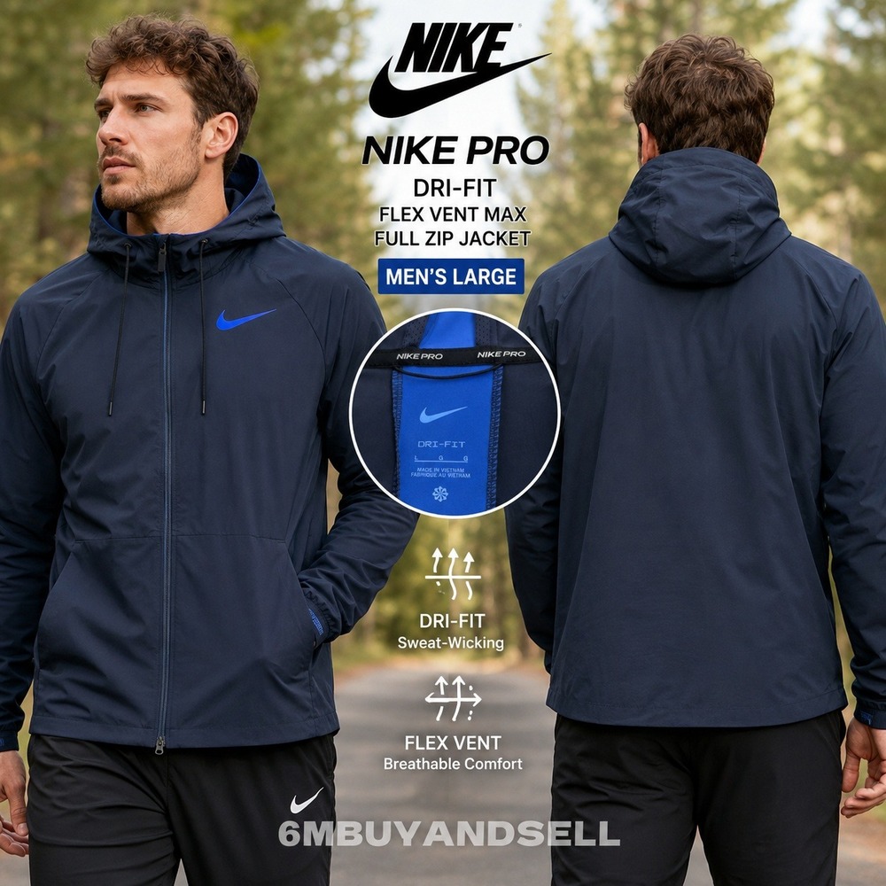 Nike Pro Dri-FIT Flex Vent Max Full Zip Jacket Navy Blue DM5946-451 Mens L